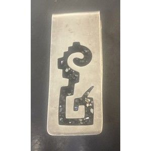 Vintage 925 Mexico Abalone Shell Mother of Pearl Aztec Money Clip